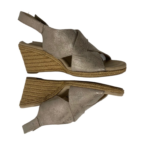 Clarks Lafley Alaina Metallic Wedge Espadrille Sandals Gold 8 - Picture 8 of 15